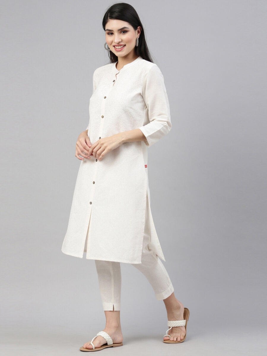 Marcia White Printed Cotton Straight Kurta Set - Image 5