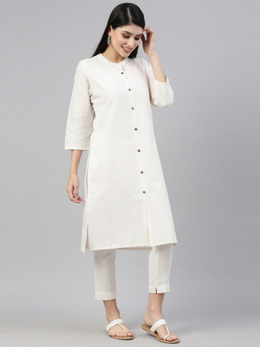 Marcia White Printed Cotton Straight Kurta Set - Image 6