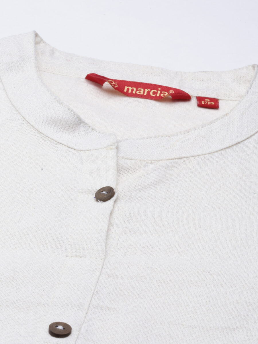 Marcia White Printed Cotton Straight Kurta Set - Image 9