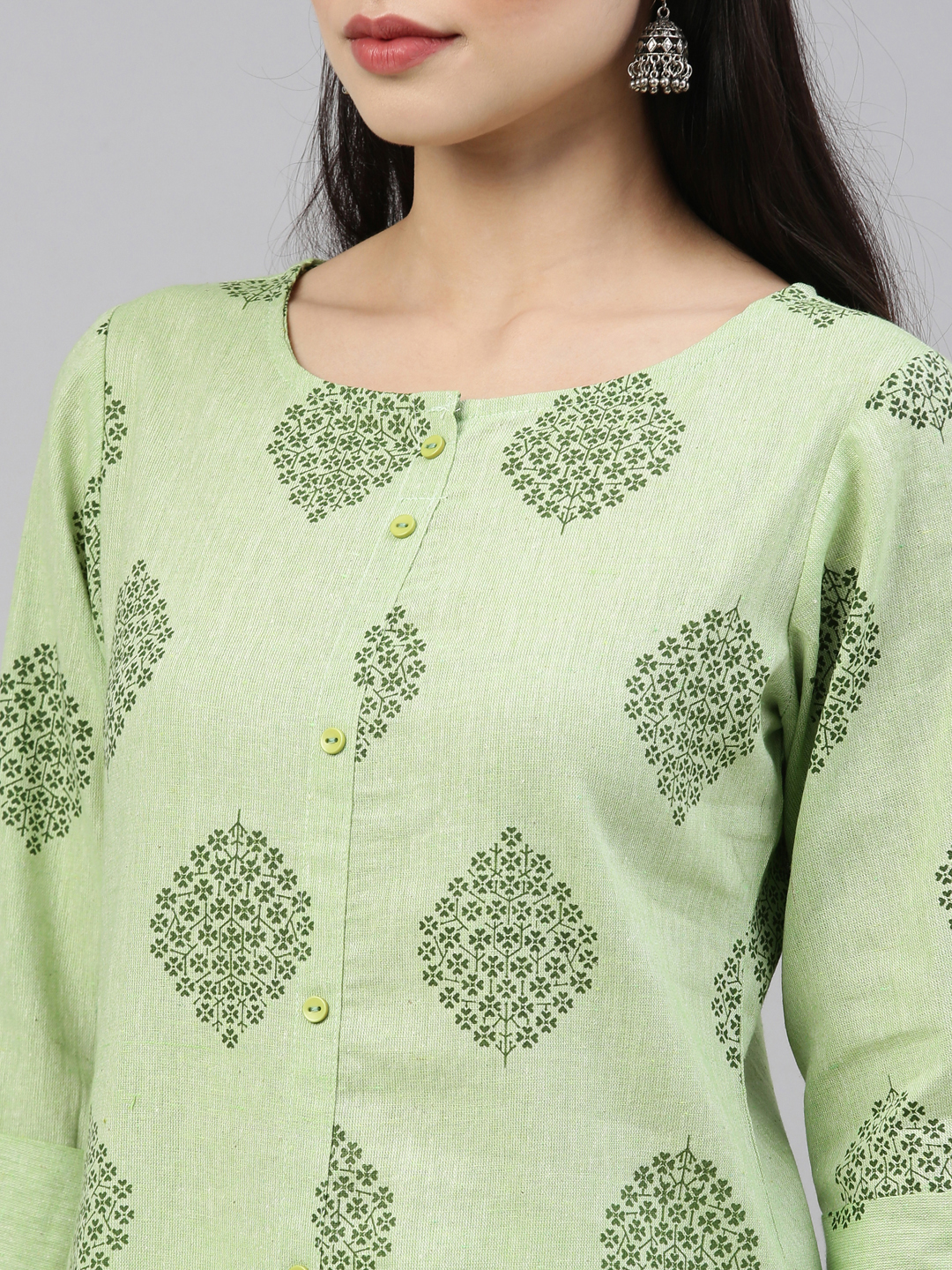 Marcia Green Printed Cotton Straight Kurta Set - Image 3