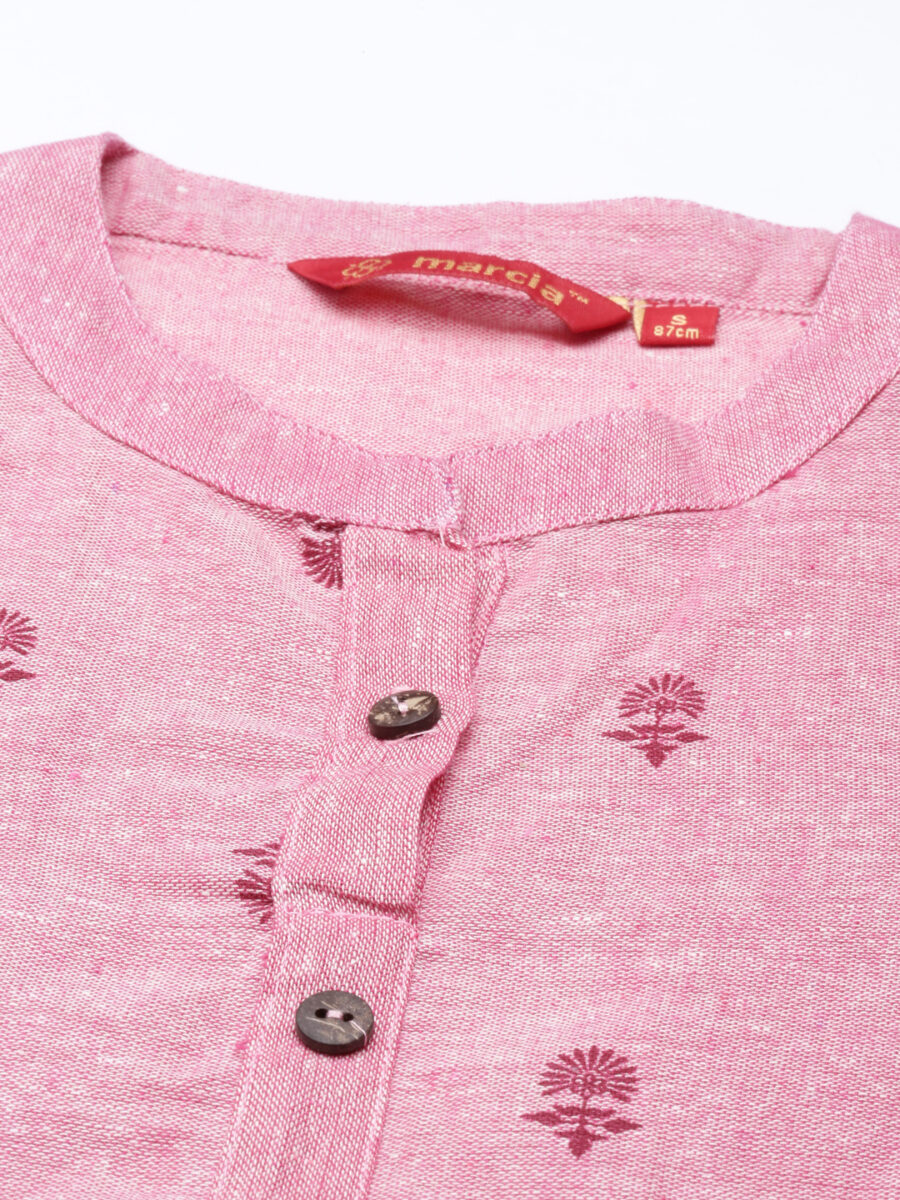 Marcia Pink Printed Cotton Straight Kurta Set - Image 9