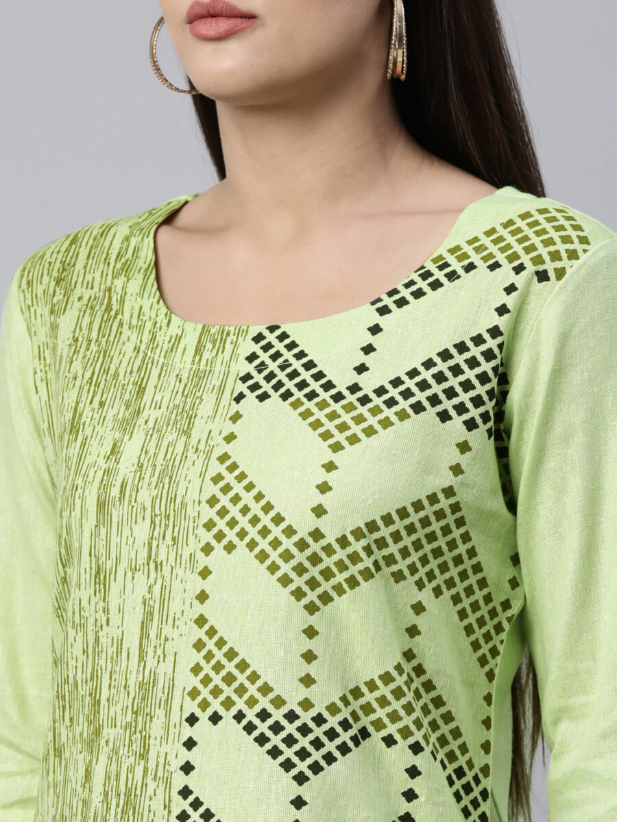 Marcia Green Printed Cotton Straight Kurta - Image 3