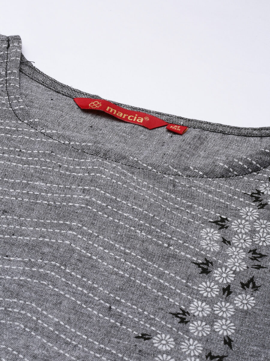 Marcia Black Printed Cotton Straight Kurta - Image 8