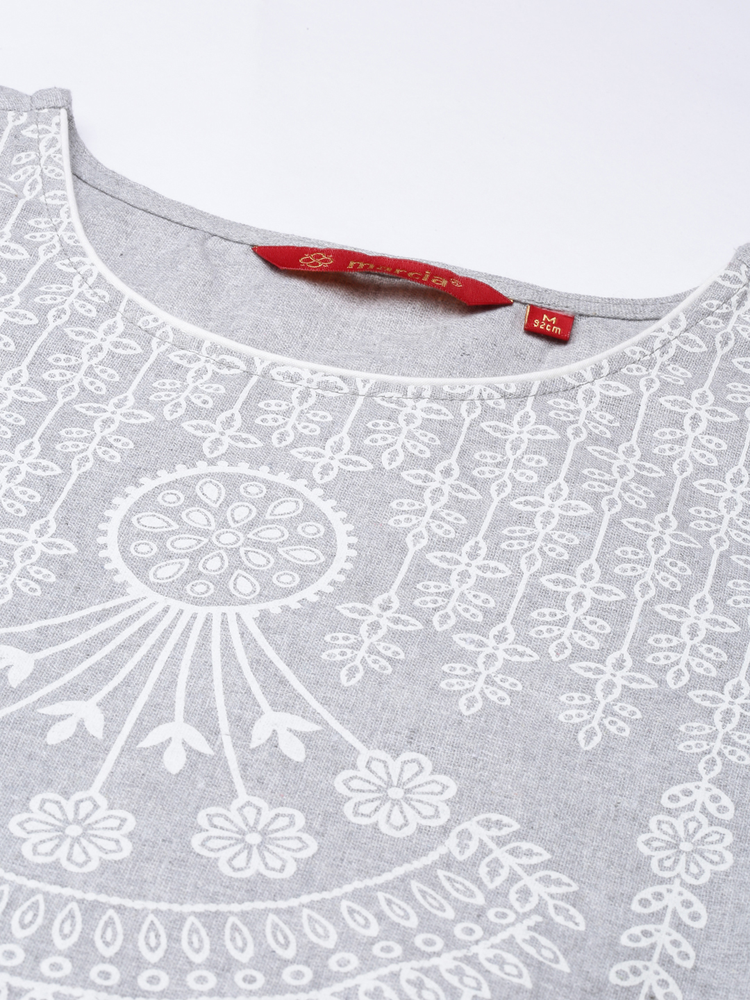 Marcia Grey Printed Cotton Straight Kurta Set - Image 7