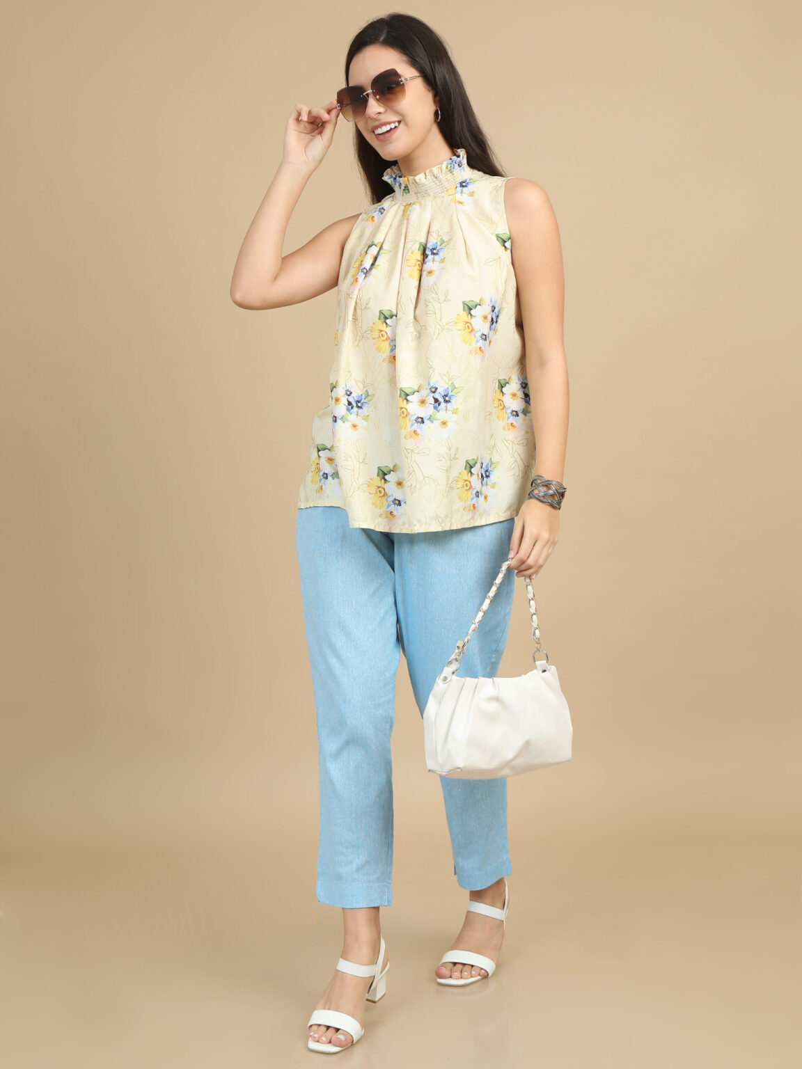 Marcia Aqua Solid Cotton Regular Trousers - Image 6