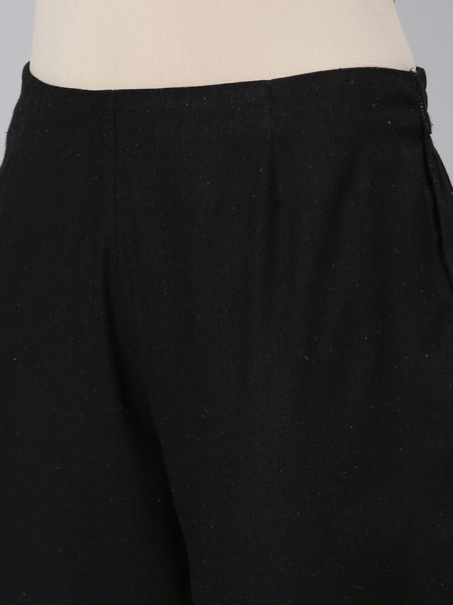 Marcia Black Solid Cotton Regular Trousers - Image 4
