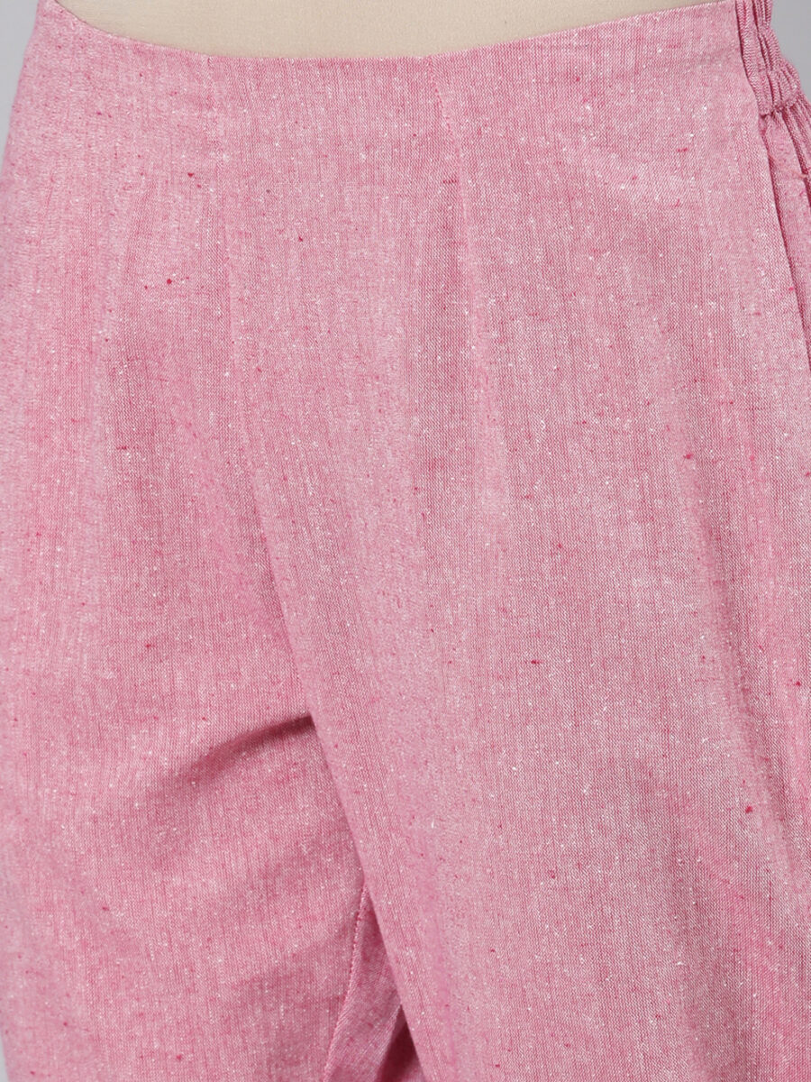 Marcia Pink Solid Cotton Regular Trousers - Image 4