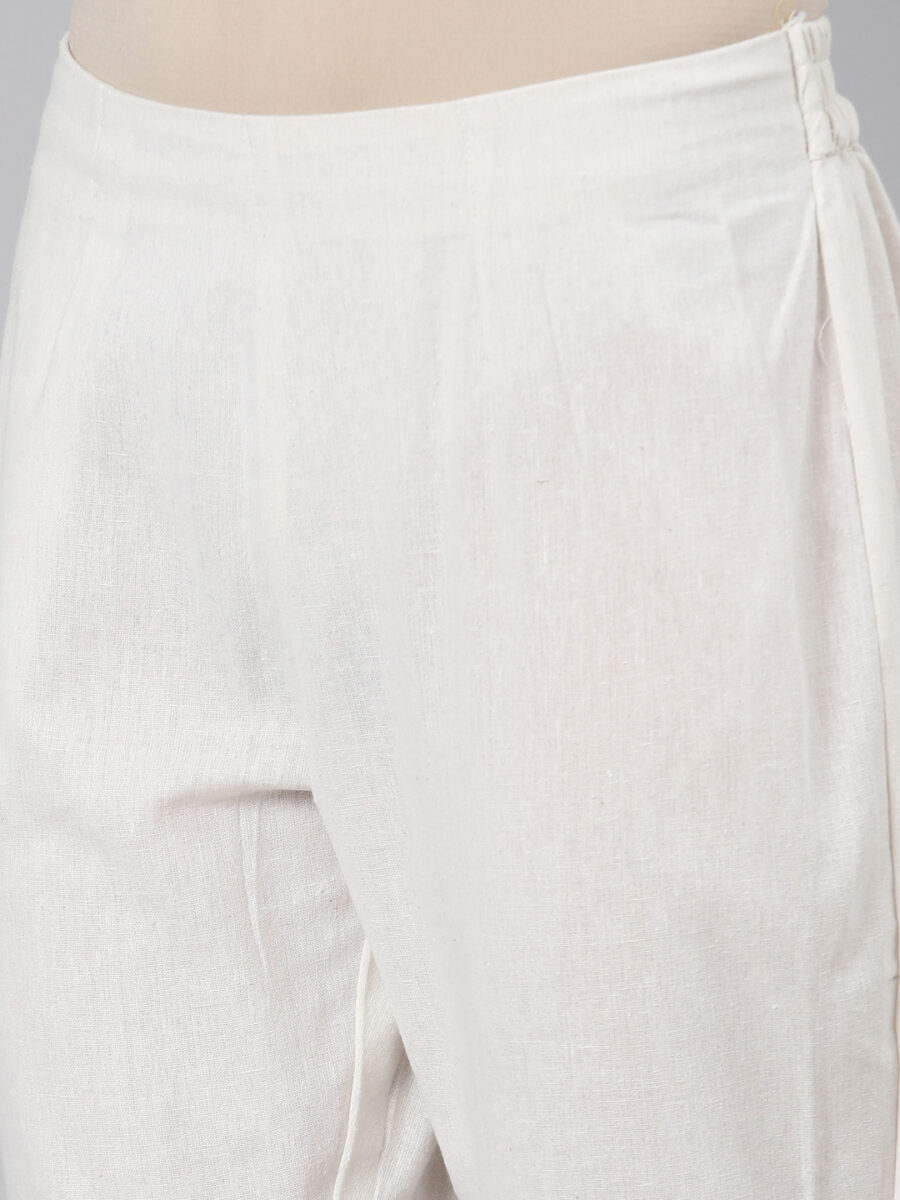 Marcia White Solid Cotton Regular Trousers - Image 4