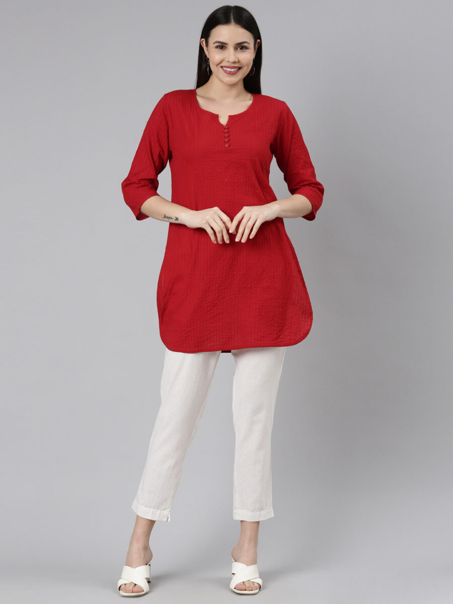 Marcia White Solid Cotton Regular Trousers - Image 3