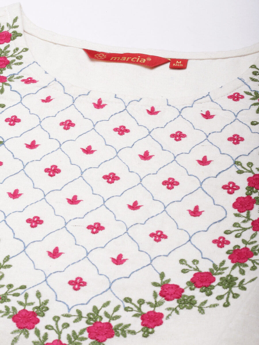 Marcia White embroidred Cotton Straight kurta - Image 4