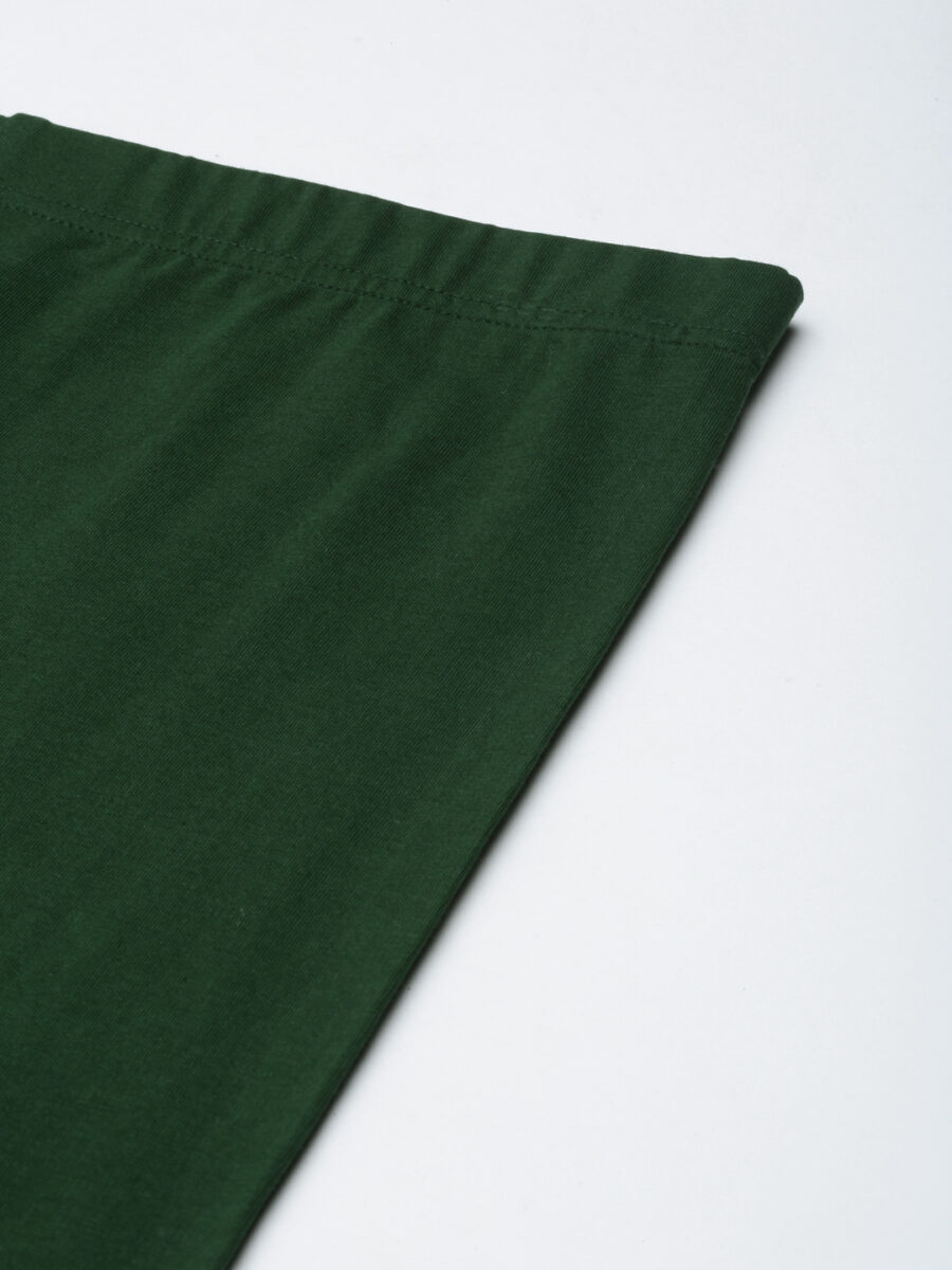 Marcia Bottle Green solid Cotton Lycra Ankle Length Leggings - Image 8
