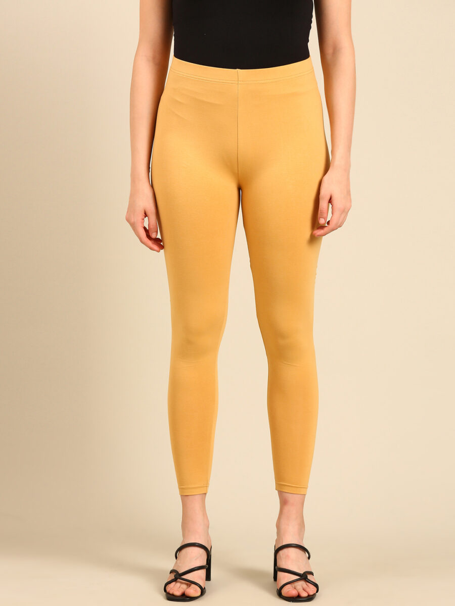 Marcia Gold solid Cotton Lycra Ankle Length Leggings - Image 2