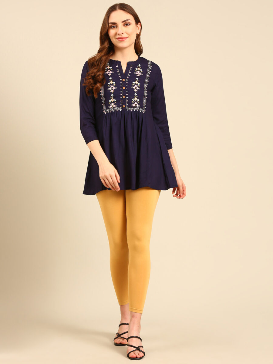 Marcia Gold solid Cotton Lycra Ankle Length Leggings
