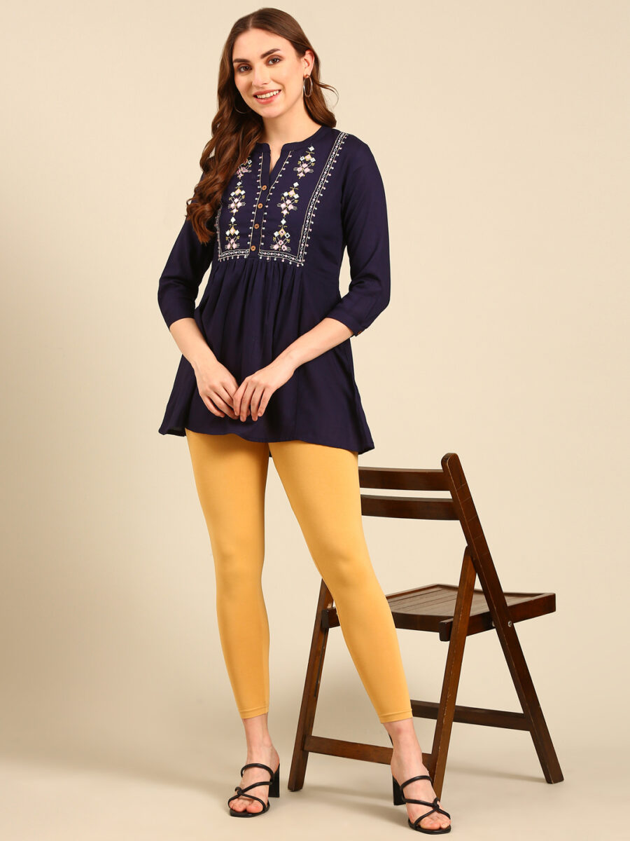 Marcia Gold solid Cotton Lycra Ankle Length Leggings - Image 8