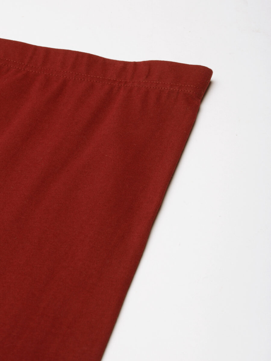Marcia Maroon solid Cotton Lycra Ankle Length Leggings - Image 8