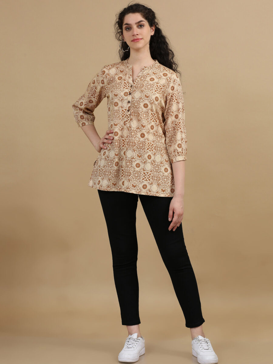 Marcia Brown Printed Cotton Regular Tops
