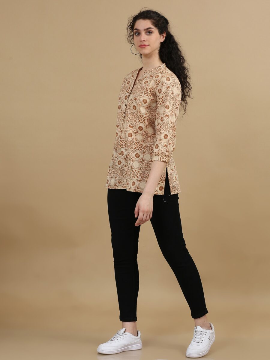 Marcia Brown Printed Cotton Regular Tops - Image 2