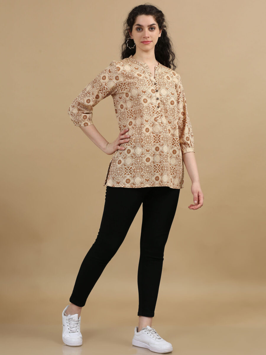 Marcia Brown Printed Cotton Regular Tops - Image 3