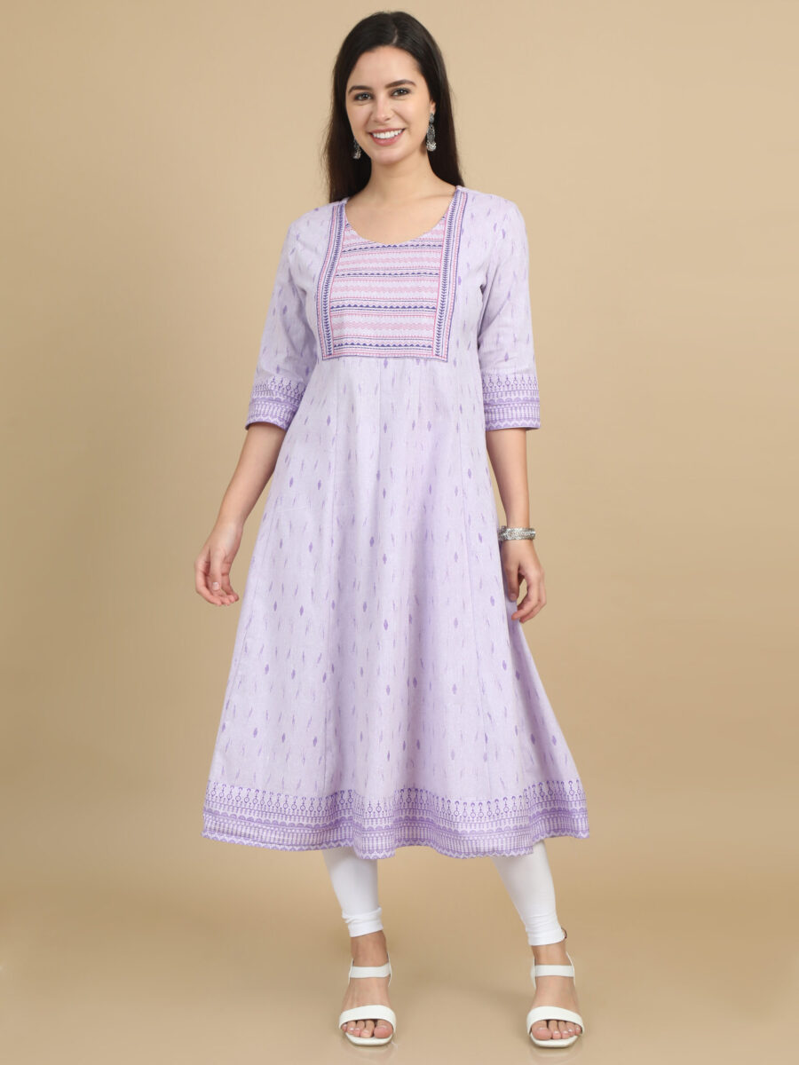 Marcia Women Ethnic Purple Motifs Embroidered Thread Work Kurta - Image 4