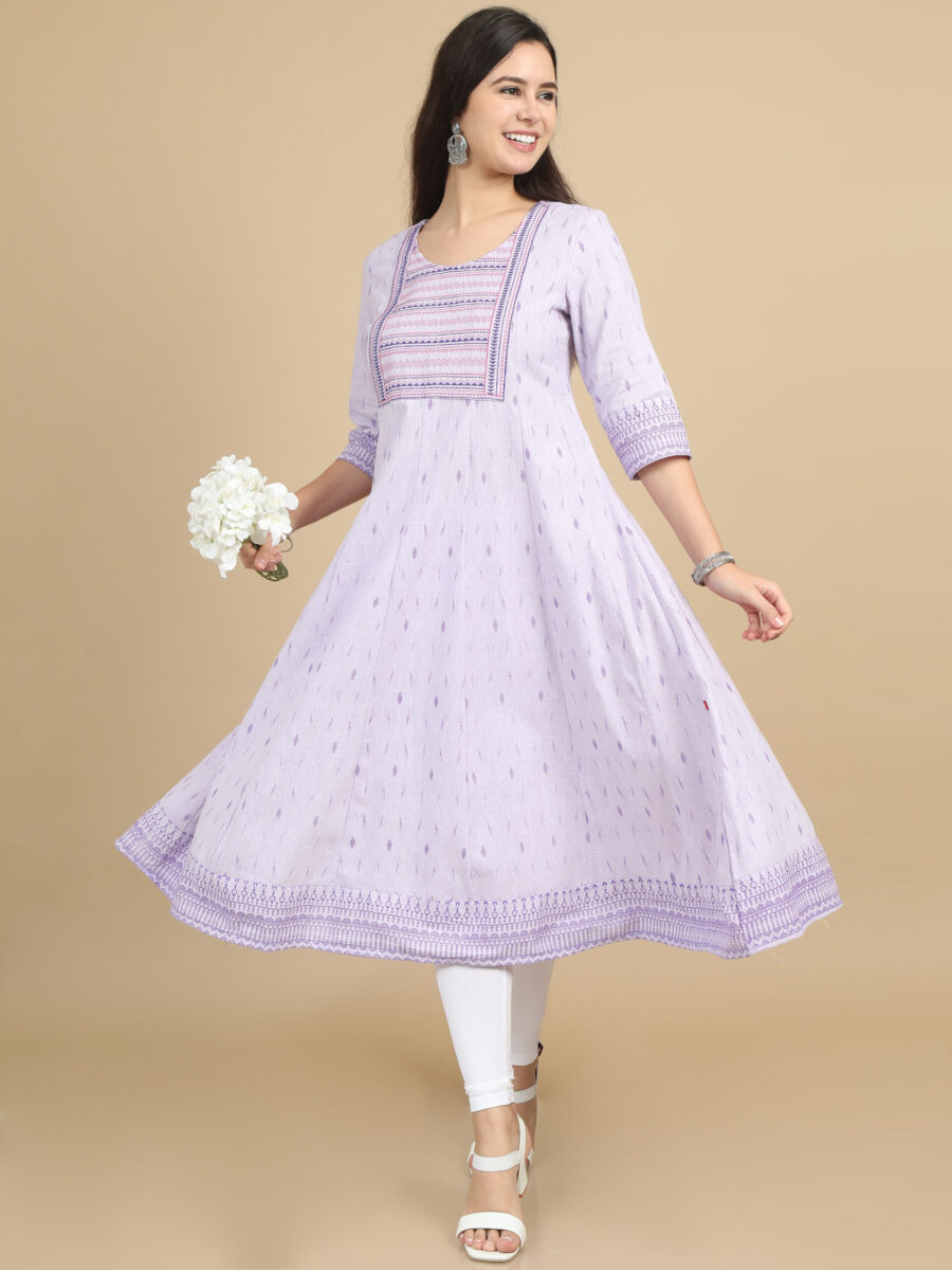 Marcia Women Ethnic Purple Motifs Embroidered Thread Work Kurta