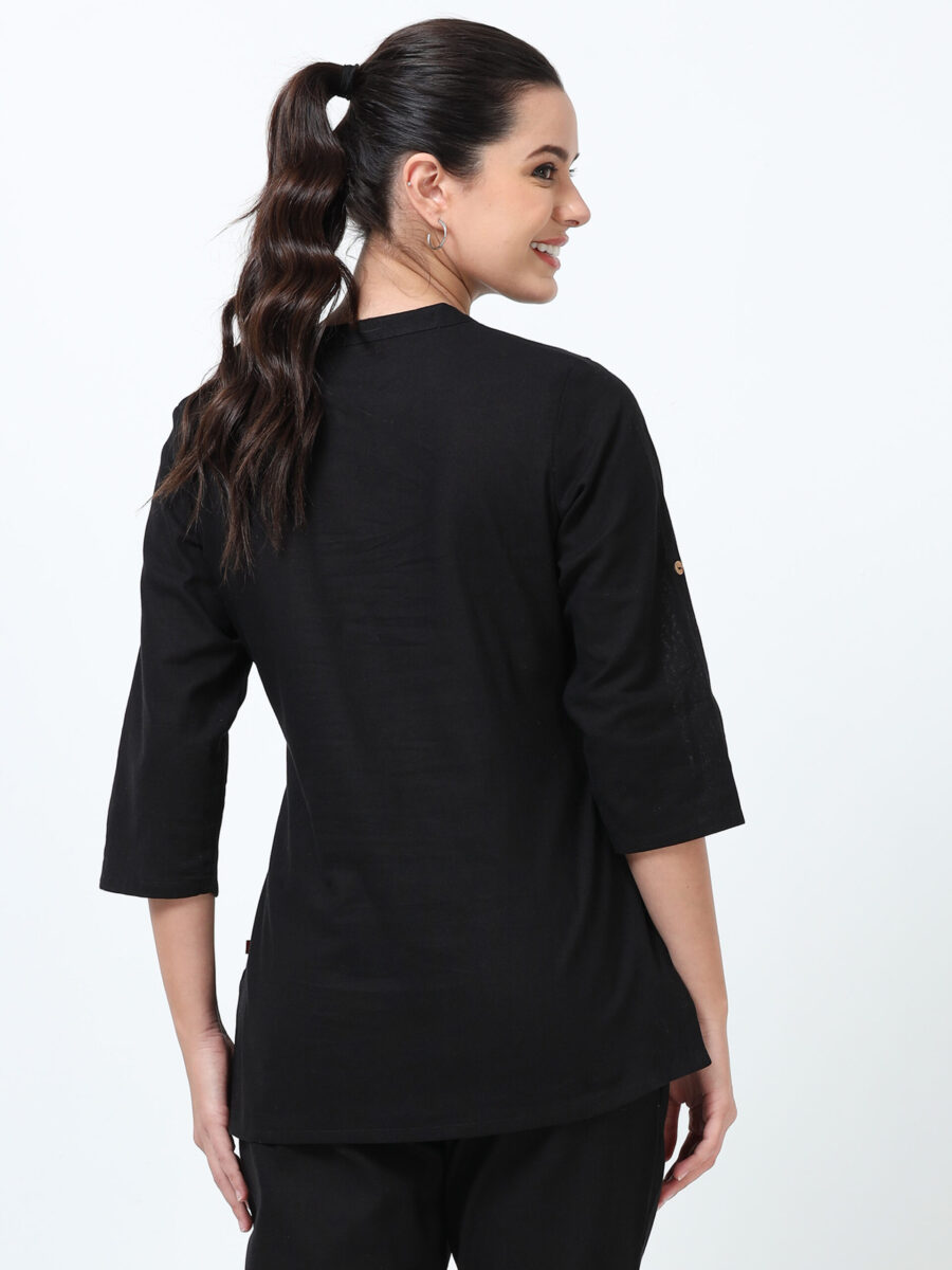 Marcia Black Solid Rayon Straight Kurti - Image 5