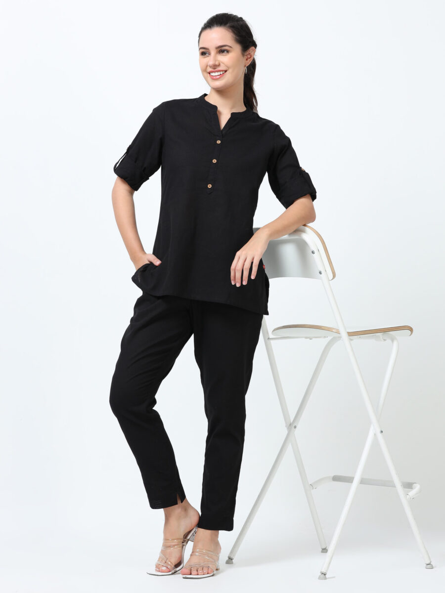Marcia Black Solid Rayon Straight Kurti - Image 8