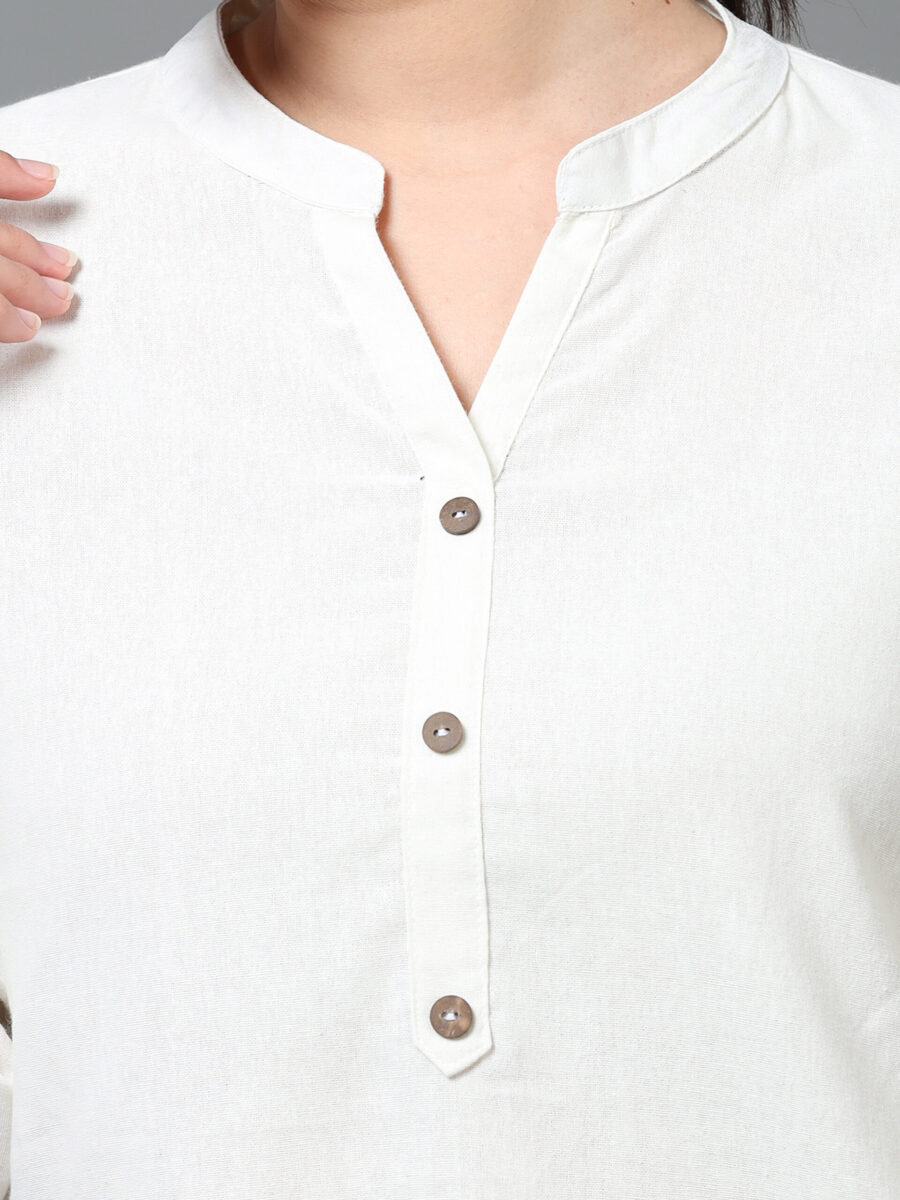 Marcia Off white Solid Rayon Straight Kurti - Image 2