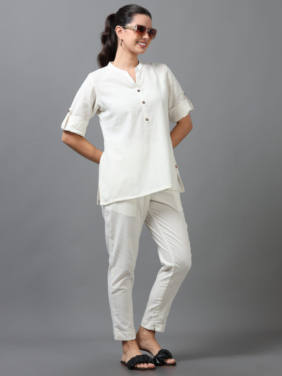 Marcia Off white Solid Rayon Straight Kurti - Image 6