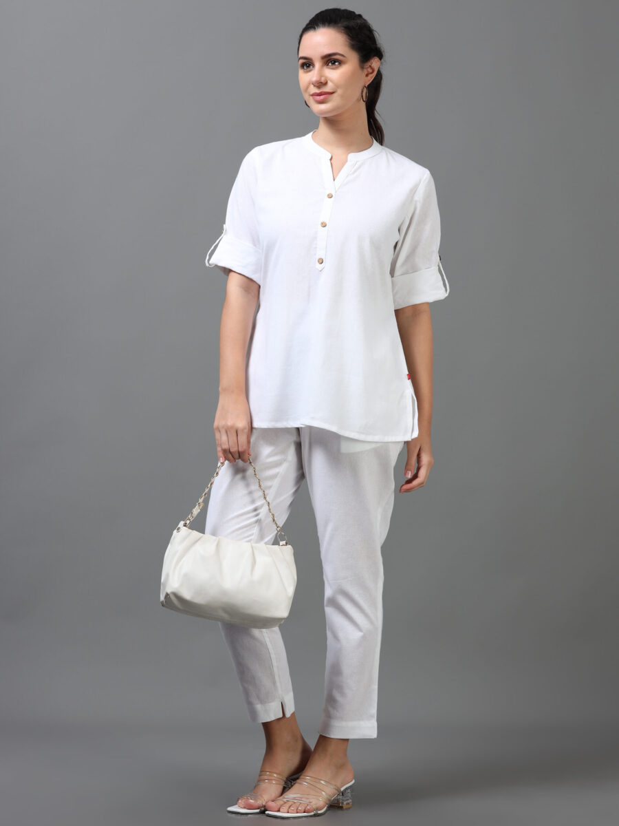 Marcia White Solid Rayon Straight Kurti - Image 8