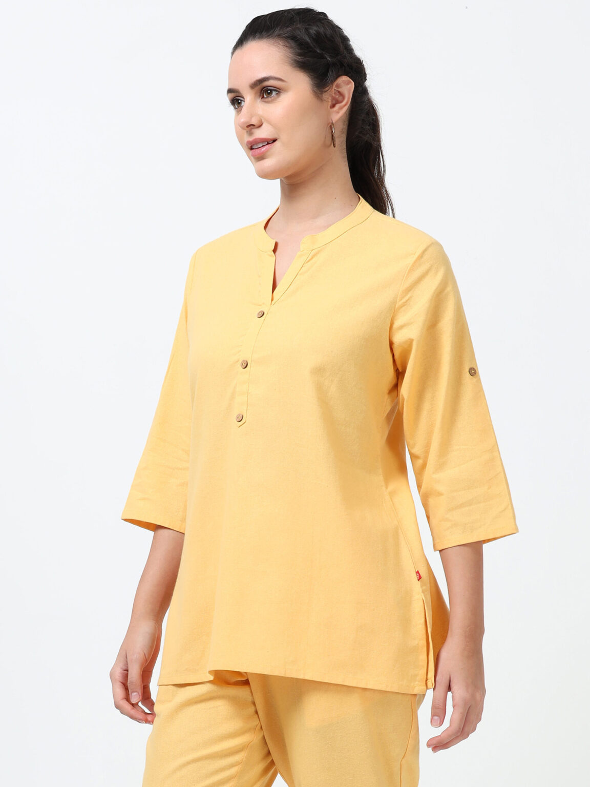 Marcia Yellow Solid Rayon Straight Kurti - Image 7