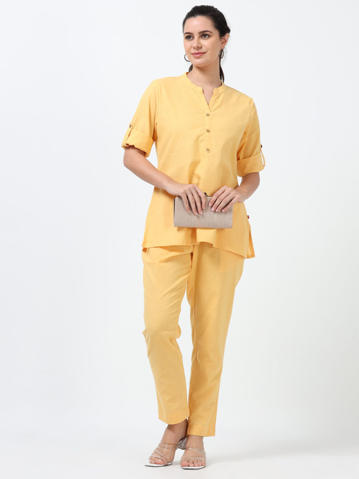 Marcia Yellow Solid Rayon Straight Kurti - Image 8