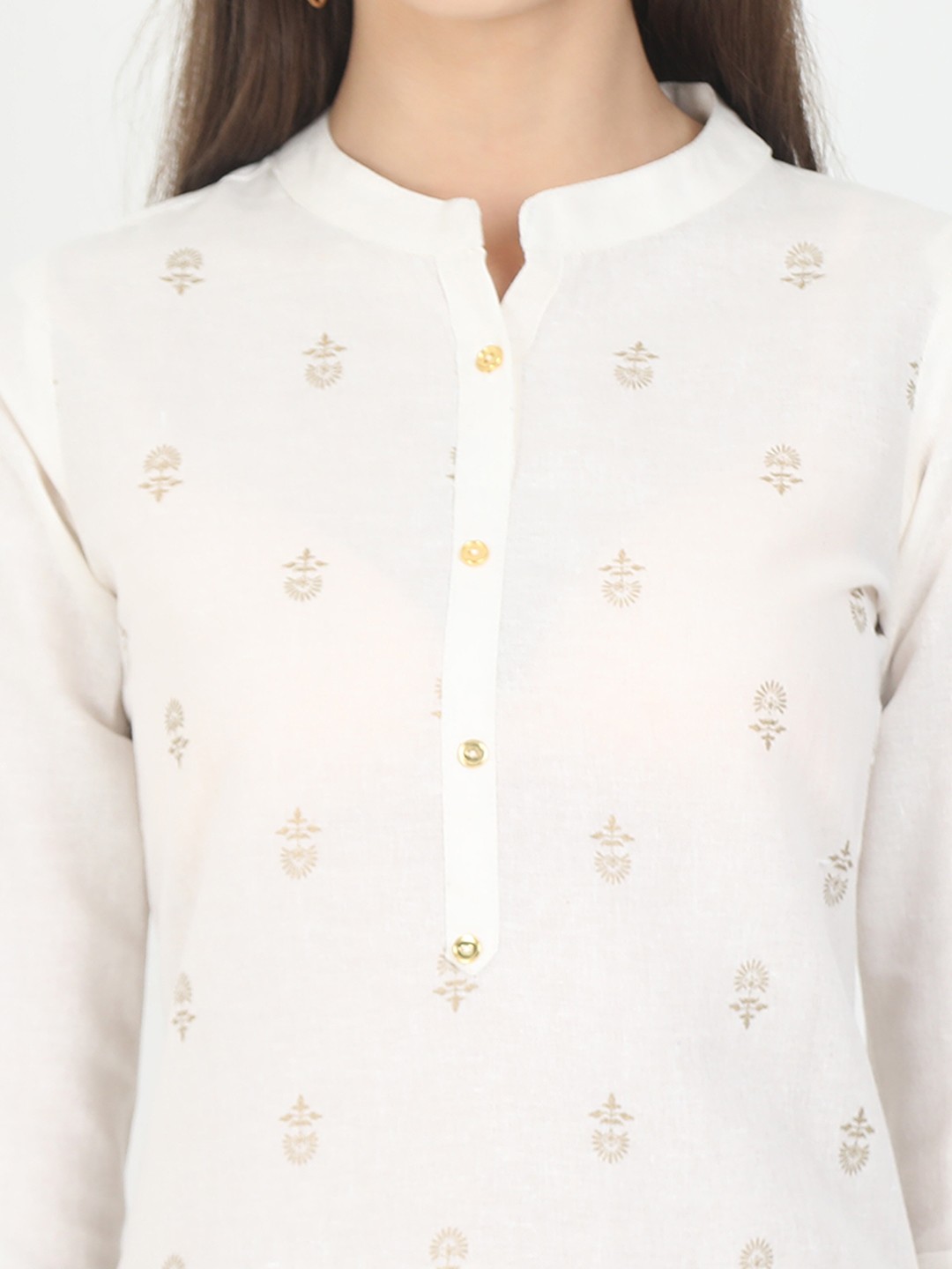 Marcia white printed rayon Long Kurta - Image 6
