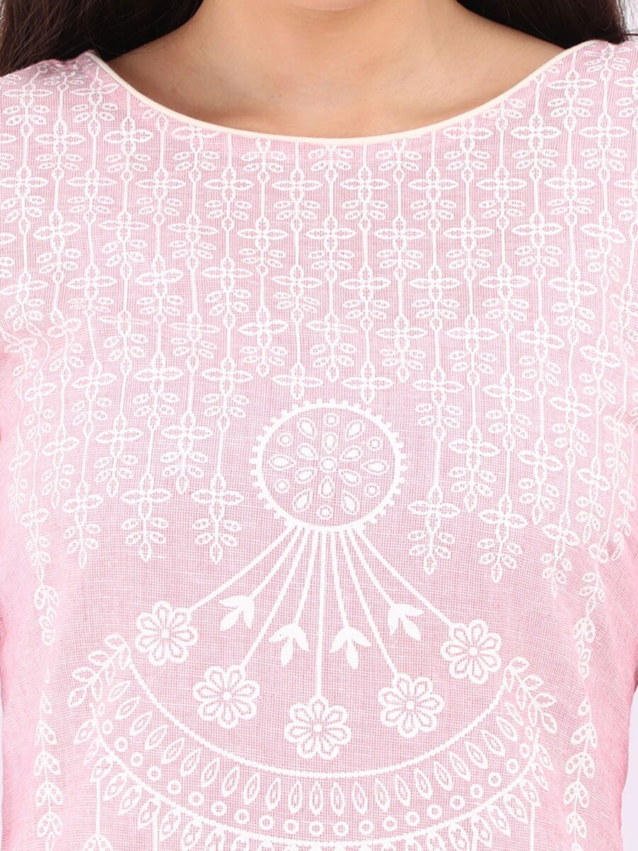 Marcia pink Printed cotton Long Kurta - Image 6