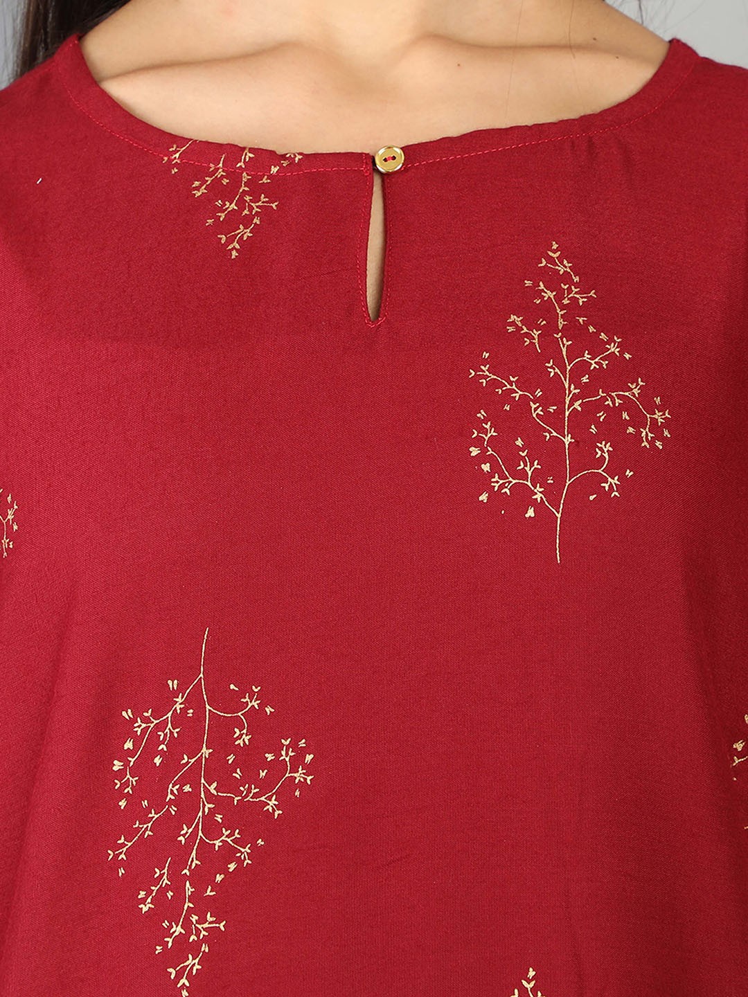 Marcia maroon printed rayon kurta set - Image 5