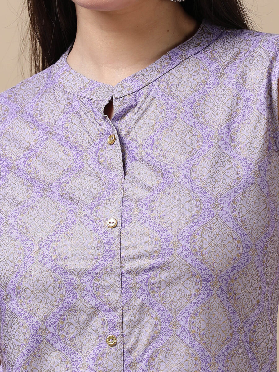Marcia Lavender Printed Rayon Straight Long Kurta - Image 4
