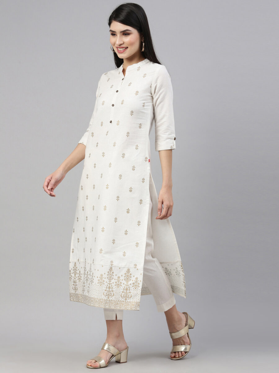 Marcia White Printed Cotton Straight Kurta Set - Image 5