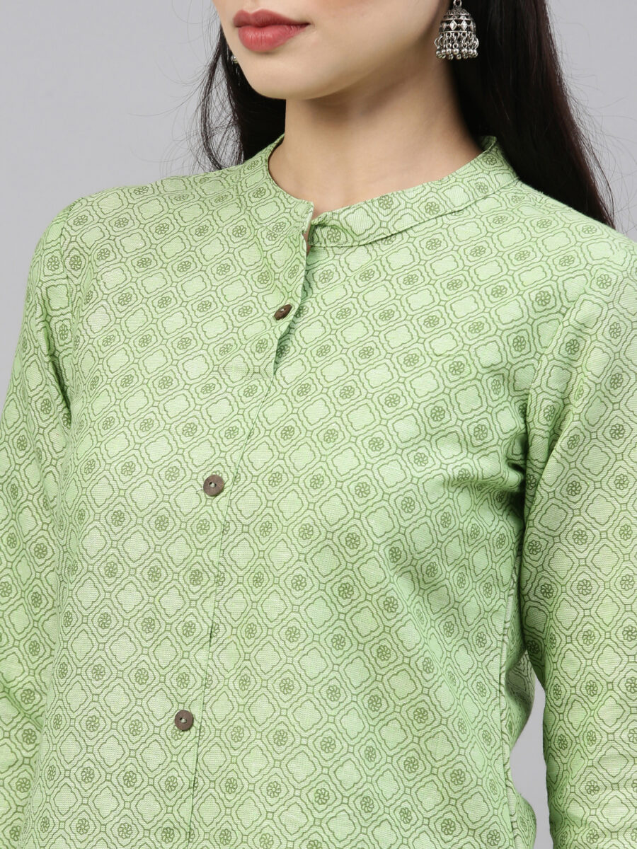 Marcia Green Printed Cotton Straight Kurta Set - Image 3