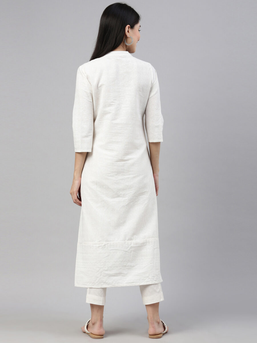 Marcia White Printed Cotton Straight Kurta Set - Image 2