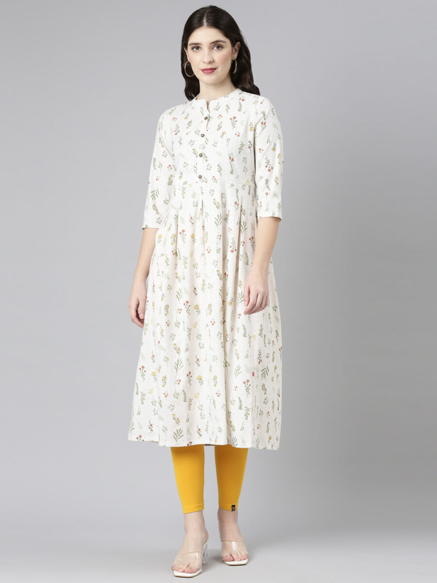Marcia Multi Printed Rayon A-Line Long Kurta - Image 2