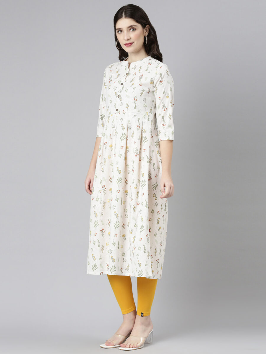 Marcia Multi Printed Rayon A-Line Long Kurta - Image 4
