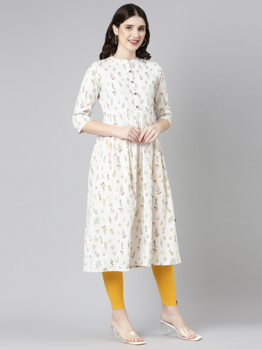 Marcia Multi Printed Rayon A-Line Long Kurta - Image 5