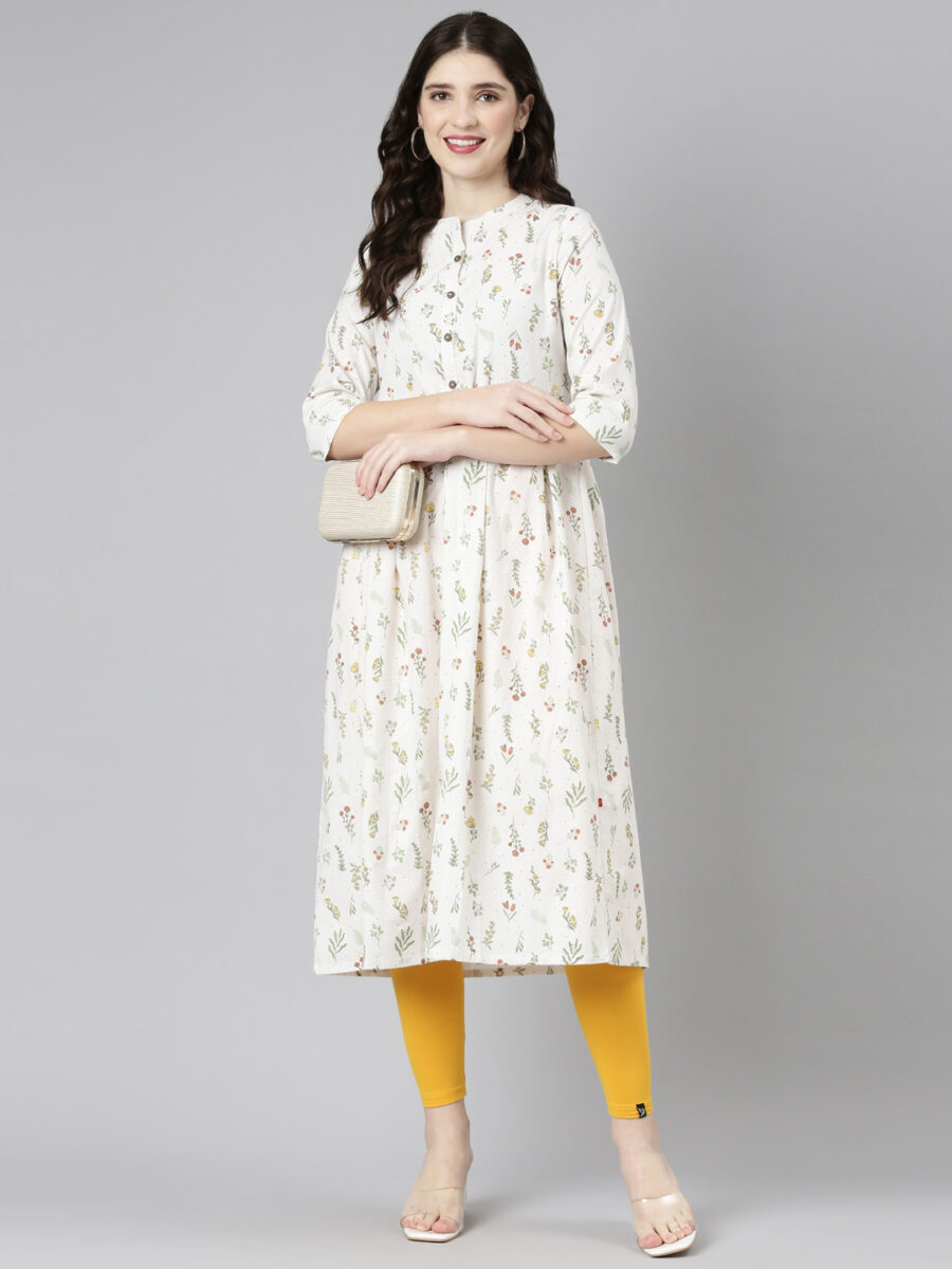 Marcia Multi Printed Rayon A-Line Long Kurta