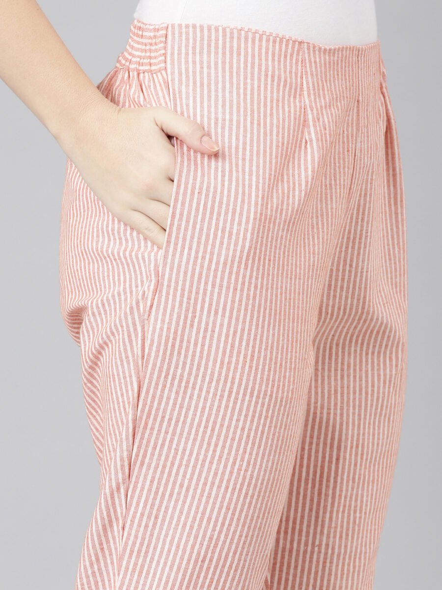 Marcia Peach Embroidred Cotton Straight Kurta Set - Image 7