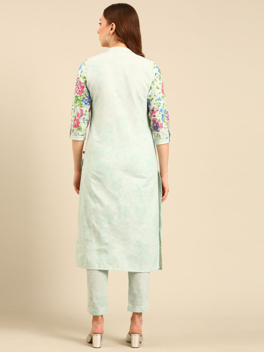 Marcia Aqua printed Cotton Straight Kurta Set - Image 4