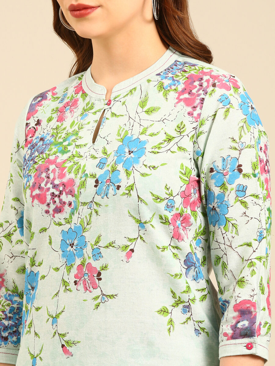 Marcia Aqua printed Cotton Straight Kurta Set - Image 5