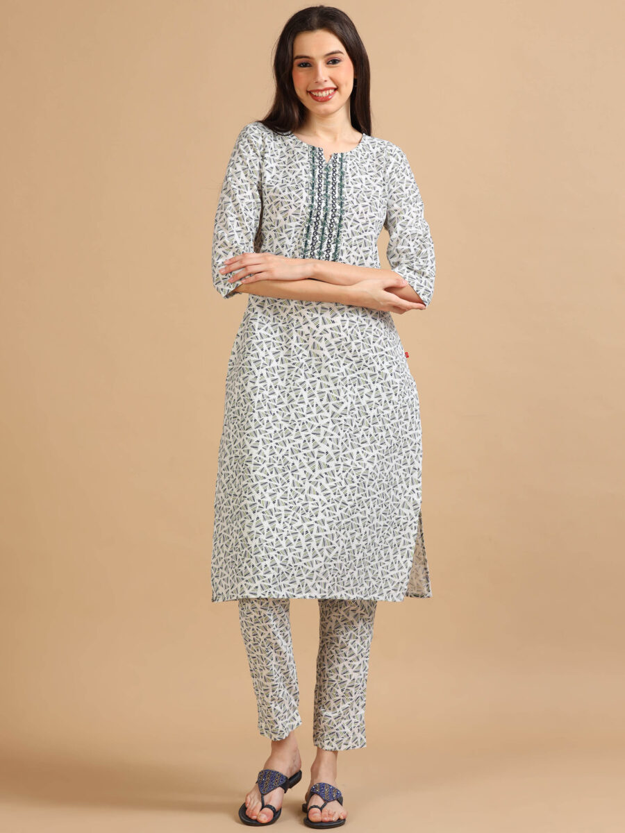 Marcia Green Printed Cotton Kurta Set - Image 2