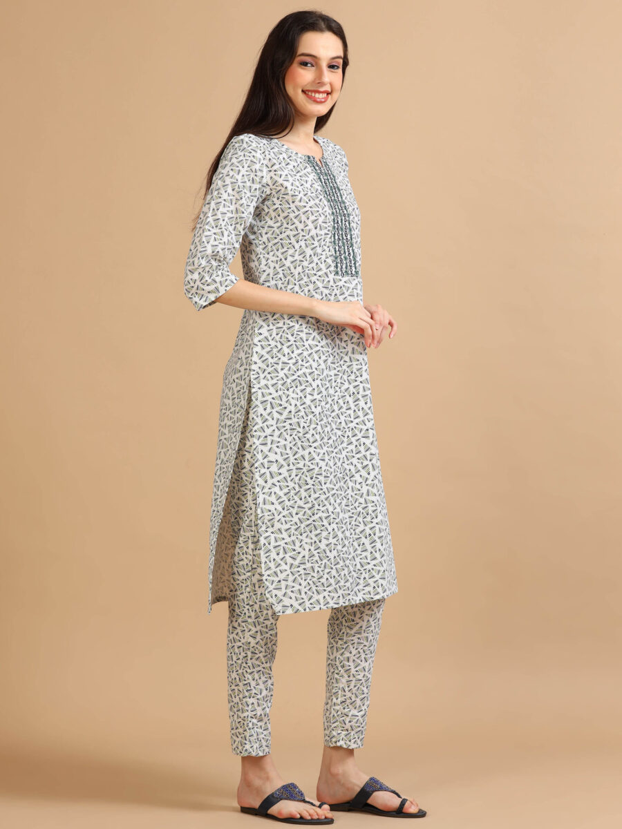 Marcia Green Printed Cotton Kurta Set - Image 3
