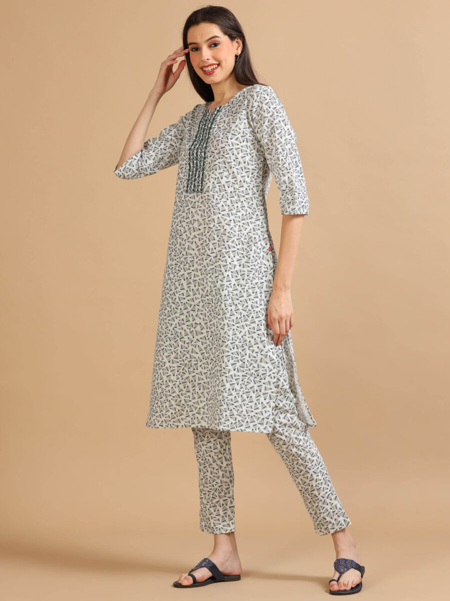 Marcia Green Printed Cotton Kurta Set - Image 4