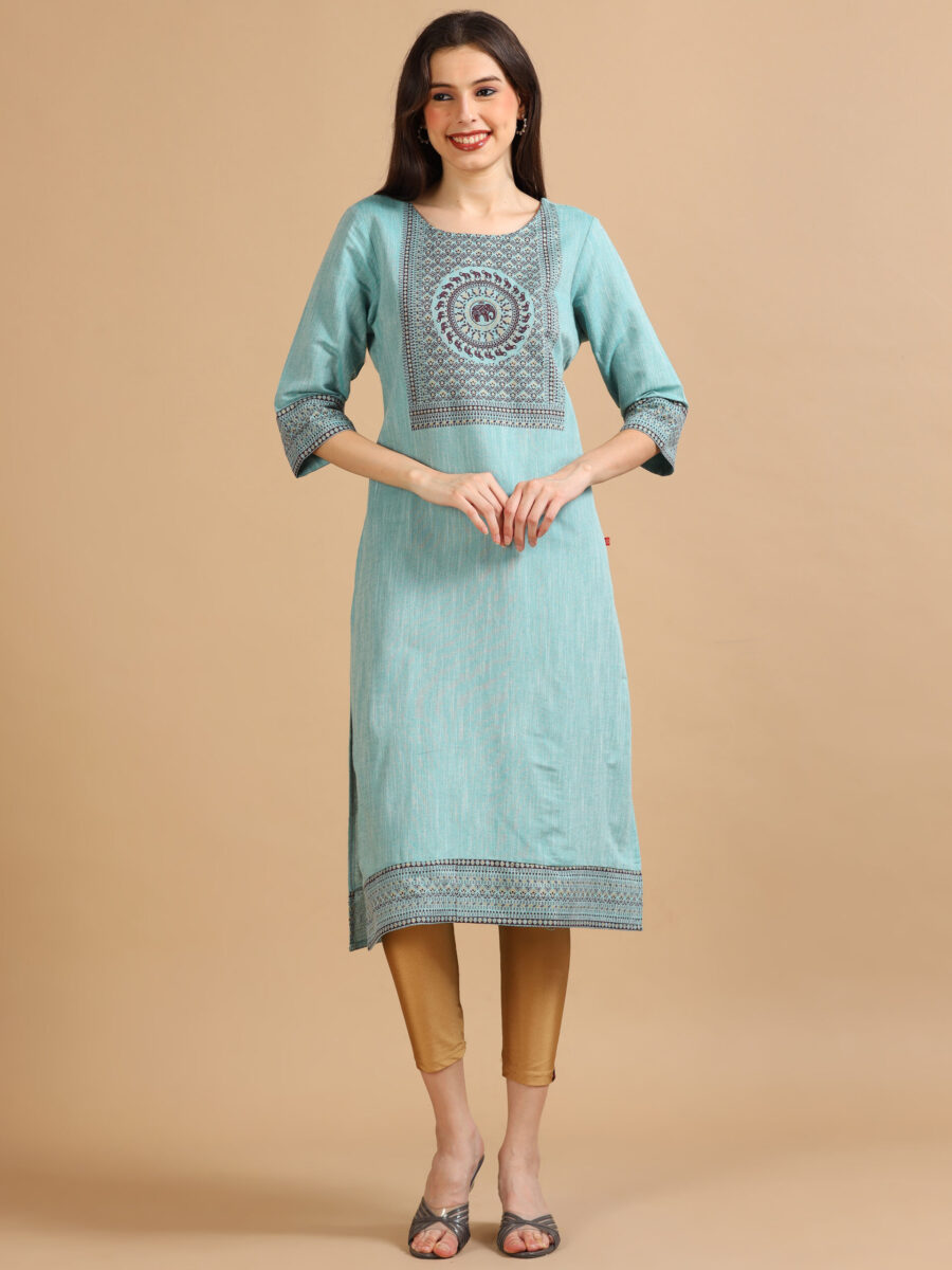Marcia Blue Printed Cotton Kurta - Image 2