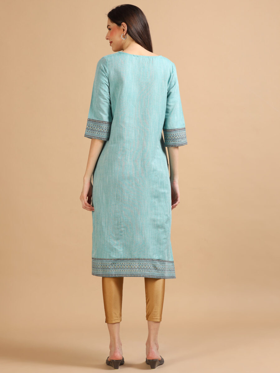 Marcia Blue Printed Cotton Kurta - Image 5
